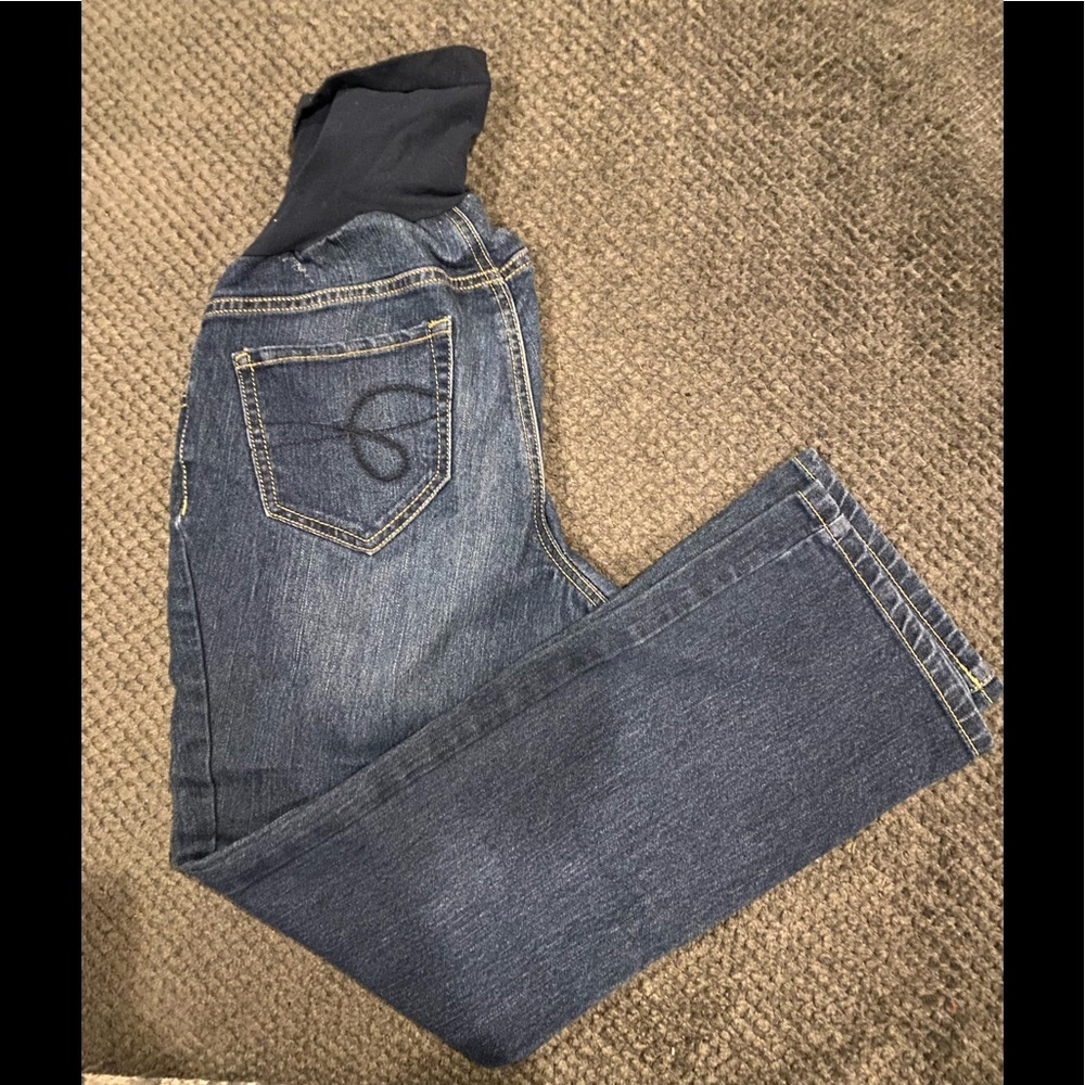 Indigo Blue Maternity jeans straight leg, size petite medium​